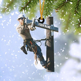 HomeDesign Personalized Lineman Ornament Custom Lineman Ornaments Line Man Christmas Ornaments Gifts for Lineman Ornament Lineman Christmas Hanging Ornament Lineman Gift Xmas Tree (Lm11)